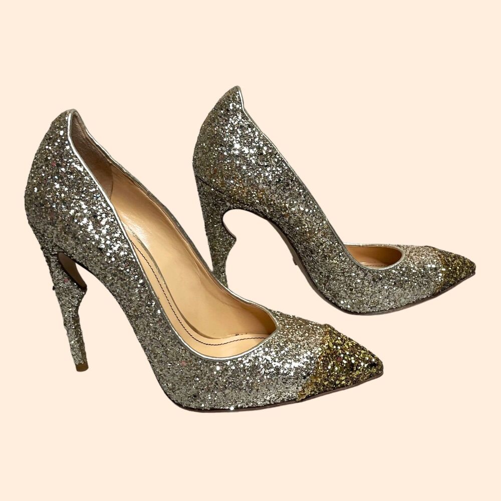 Jerome C. Rousseau Gold Glitter Heels